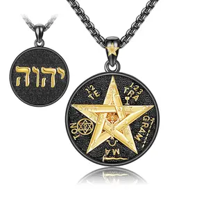 Tetragrammaton De Plata 925 Sterling Silver Tetragrammaton Pendant Necklace Jehovah's Symbol Necklace Proteccion Jewelry Gifts for Women Men TikTokShopBlackFriday