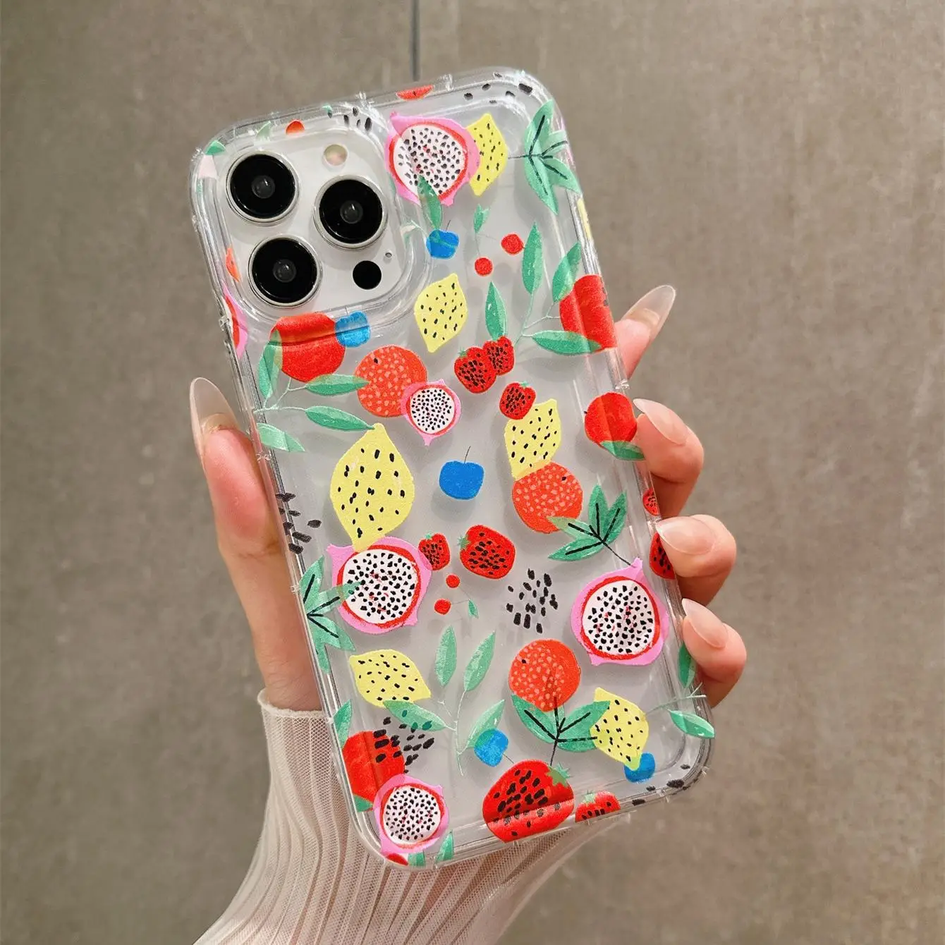 Fashion Fruit Pattern Phone Case for Summer, Anti-fall Fully Edged Mobile Phone Case, Shockproof Case Cover for iPhone X 11 12 13 14 Pro Max iPhone 15
