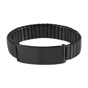 OIDEA Personalized Stretch Cuff Bracelet for Men Custom Engraved Stainless Steel ID Tag Chunky Bracelet Free Engraving Gift