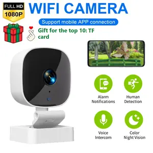 Small Home Security WiFi Camera with 8GB Storage Card, HD Mini Indoor Outdoor Surveillance, Pet Cam, Baby Monitor, Motion Detection, Two-Way Audio, Home Monitoring Camera