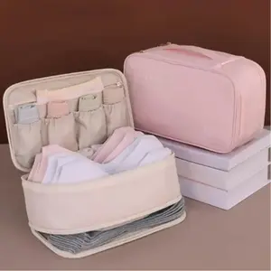 Double Layer Lingerie Organizer, 1 Count Nylon Underwear Storage Box, Portable Travel Storage Box for Bras, Panties, Socks, Home Organizer, Womenswear, Multi Pocket Organizer