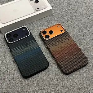 Magnetic Carbon Fiber Case with Stand for iPhone, Premium Striped Pattern Hard Protective Cover with Built-in Kickstand, Shockproof Slim Phone Case for iPhone 17 16 15 14 13 12 Pro Max Plus Air 16e 17e