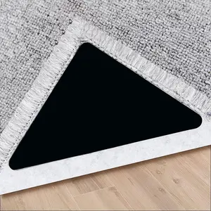 Rug Tape,12 Pcs Dual Sided Washable Removable Rug Stopper Grip Your Area Rug, Non Slip Adhesive Prevent Curl for Hardwood Floors Grip Carpet Corners (Midnight Black)