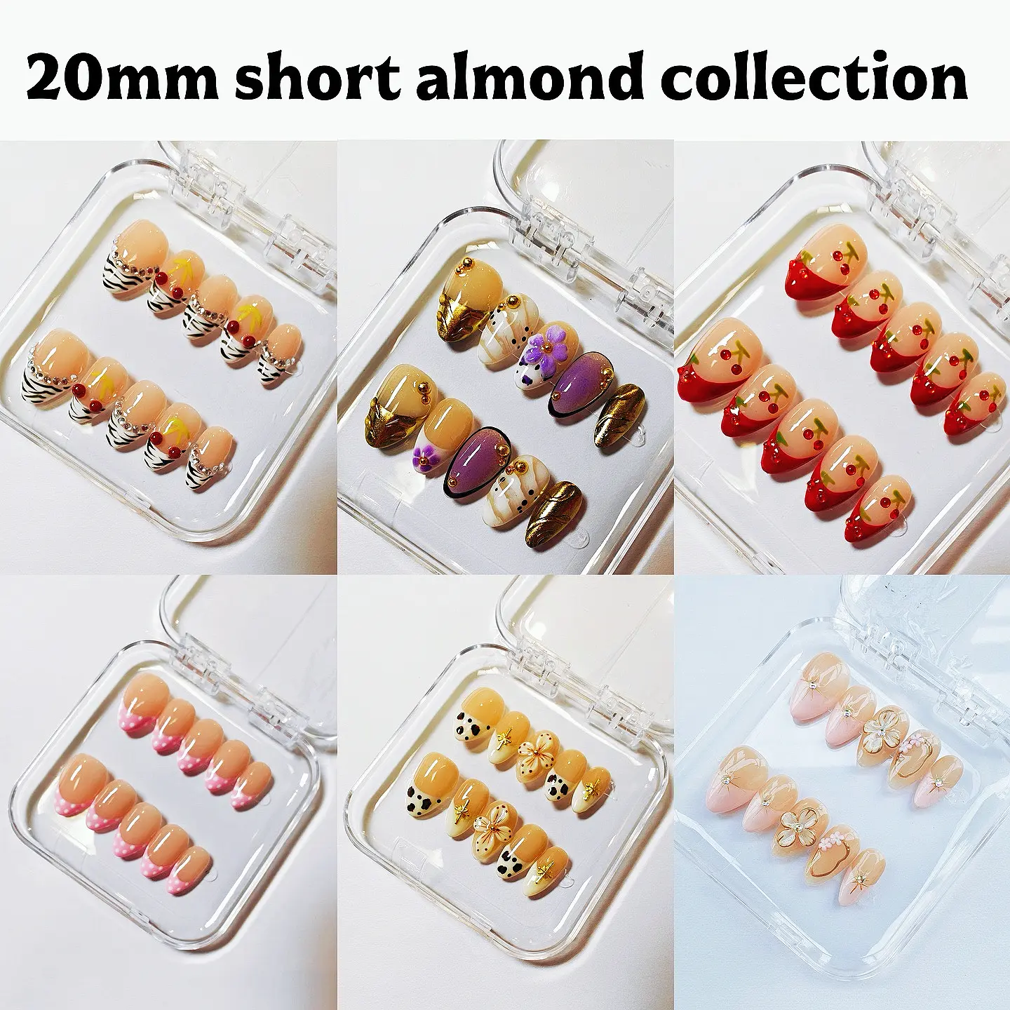 NailPosh2.0cm almond\Press on nails 10 pcs\holiday nails collection\cute nails\handmade\high quality \reusable acrylic nails