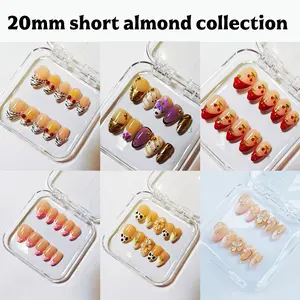 NailPosh2.0cm almond\Press on nails 10 pcs\holiday nails collection\cute nails\handmade\high quality \reusable acrylic nails