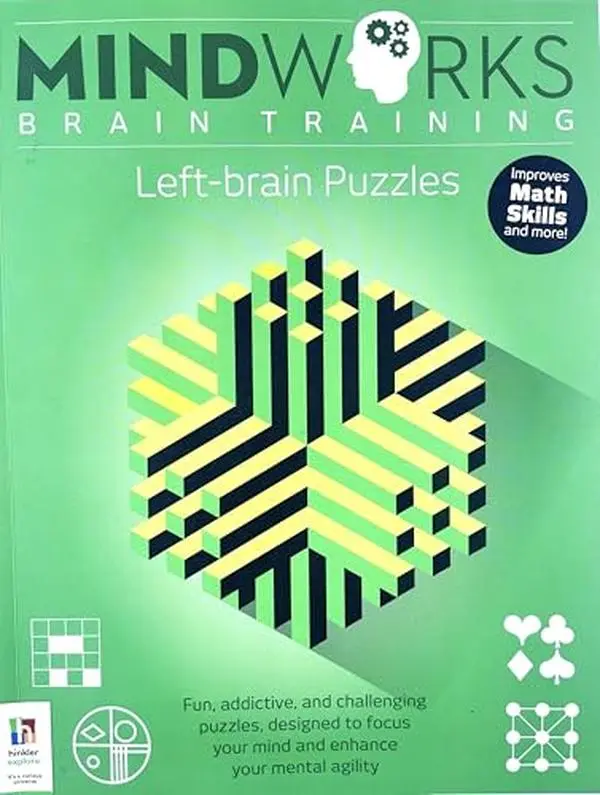 Used Mindworks Left-Brain Puzzles Paperback Book - Sam Grimmer & Hinkler Studio, English, 72 Pages, 1.01 lbs, for Brain Training Enthusiasts, Enhances Mental Agility