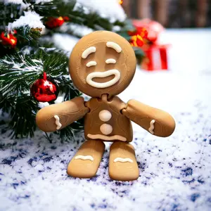 3D Printed Gingerbread Man Christmas Ornament Figurine