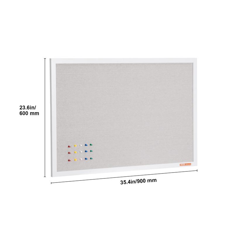 VEVOR 36"x24" White Cork Board with Linen Surface – Stylish Wall-Mounted Bulletin Board for Home, School, Office – Elegant & Functional Noticeboard
