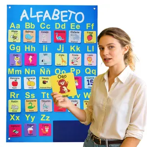 Bilingual Alphabet Letter Learning Toy English Spanish, Felt Busy Board Montessori Kids Toy, Preschool Phonics Vocabulary Activities for Toddlers, Educational Toy for 3 Years Old, Classroom Learning Poster, Alphabet Learning Chart