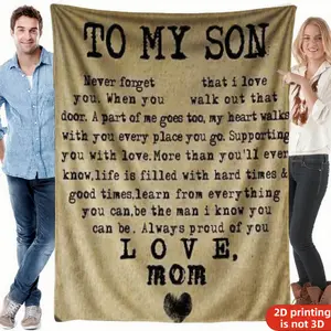Stylish Modern Sentimental Gift for Son  Flannel Blanket SoftPrinted Pattern A Christmas gift for my sons, Perfect for Bedroom, Living Room, Sofa, Camping, Multi-Scene Use, Ideal for Son's Back to School, Graduation, Birthday Present