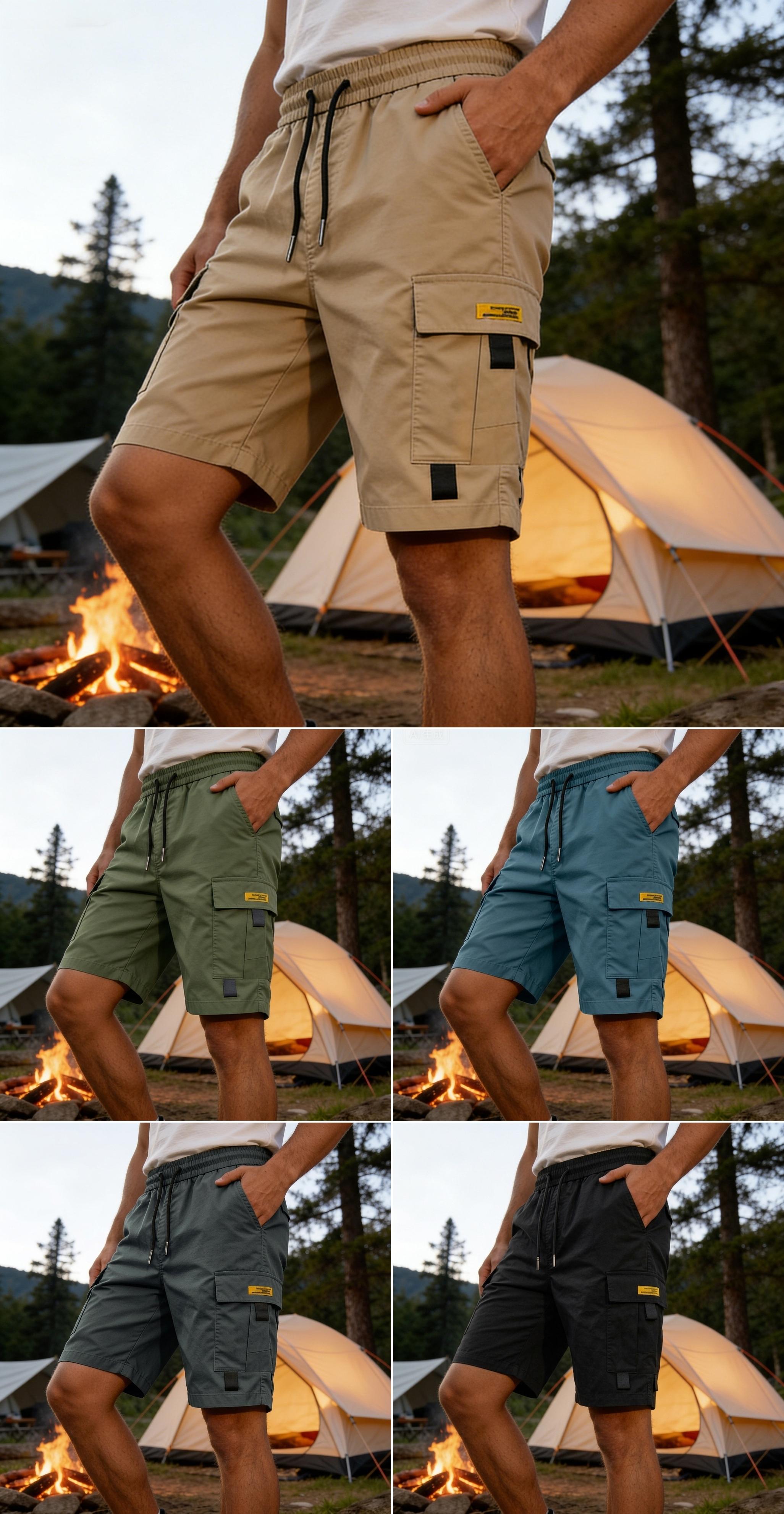 5 Pieces Men's Shorts, Casual Loose Shorts, Perfect Choice, Large Pocket Work Shorts, Summer Work Five-Point Pants