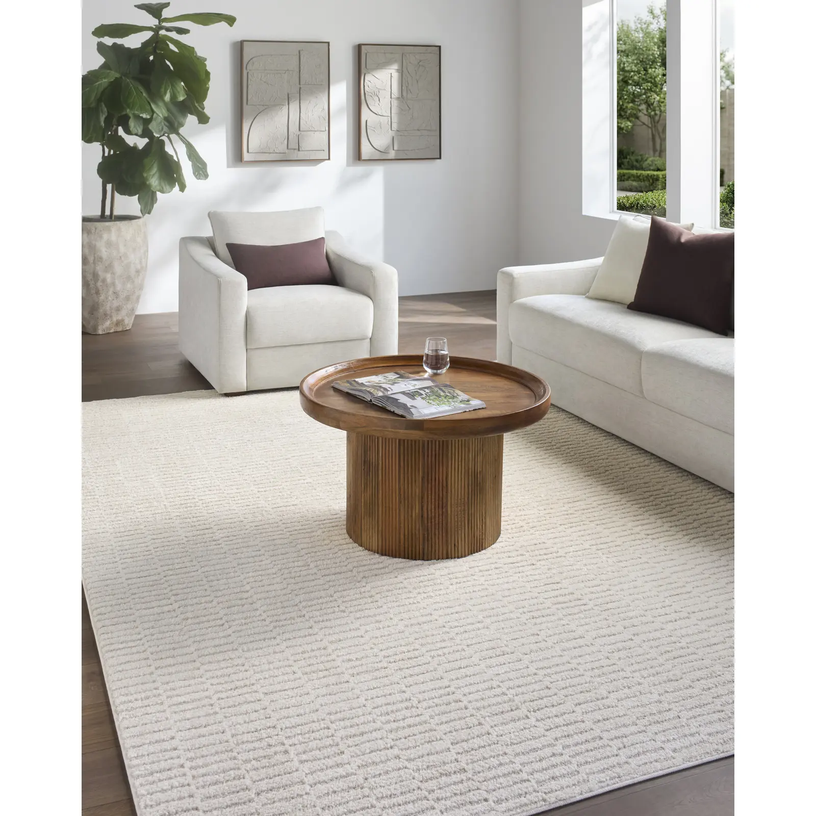 Livabliss x Rachel Zoe Neutral Art Deco Contemporary Geometric Print Area Rug, High-Traffic Machine-Woven Modern Indoor Decorative Rug Mat for Living Room Home Decor, Modern Indoor Rug