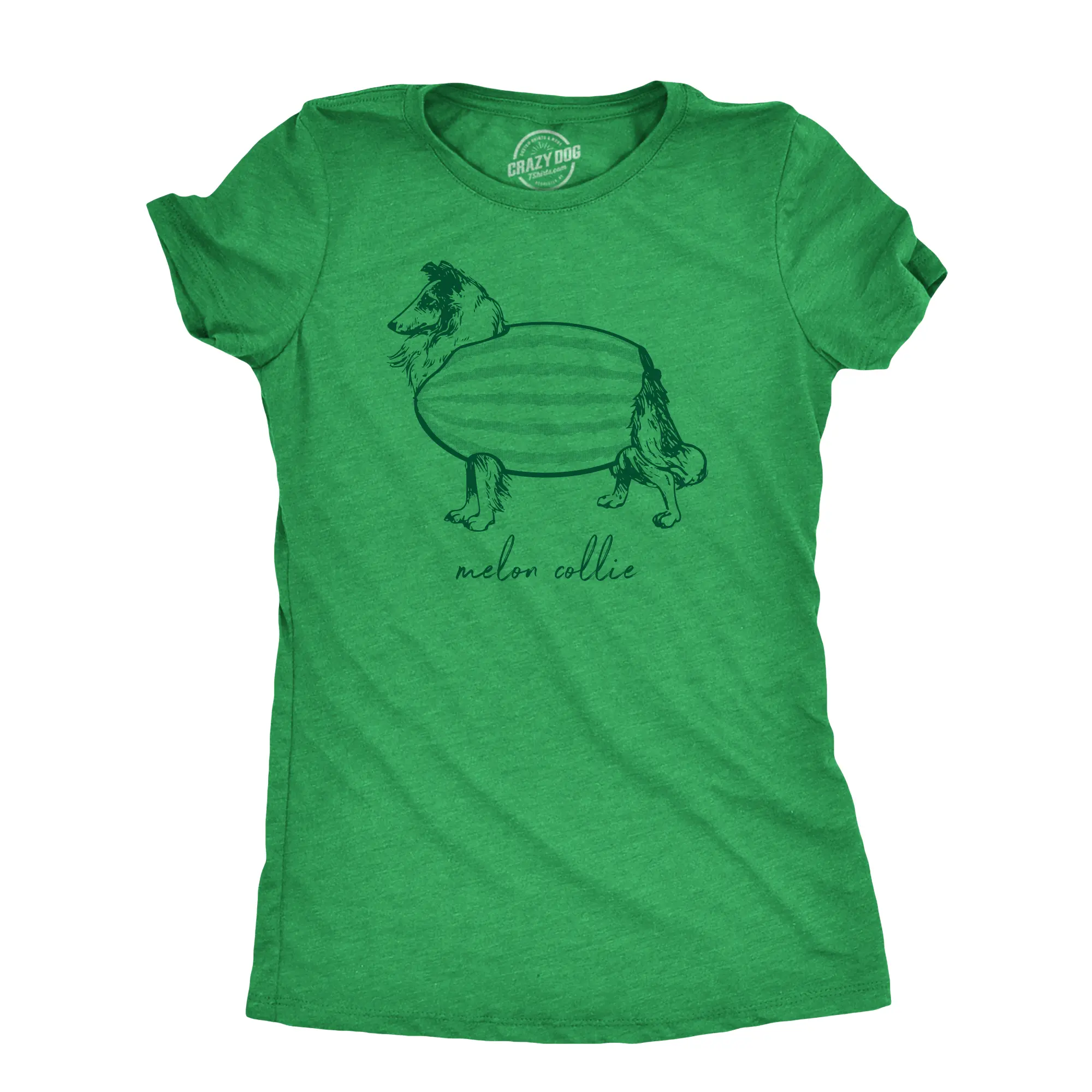 Womens Melon Collie T Shirt Funny Puppy Dog Melancholy Joke Tee for Ladies Funny Womens T Shirts Cute Vintage Fashion Casual Ladies T-Shirt Gift Food Tops for Women Funny Dog Top Women's Novelty Tees Green -