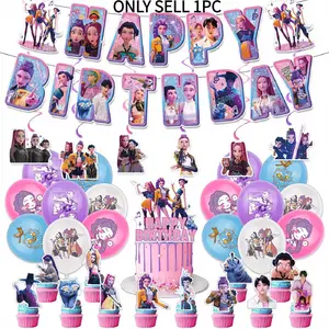 2026 Hunters Party Cupcake Toppers Anime Demon Hunting Card  Banner Balloon Hunter Balloon Party Set Cake Toppers Birthday Party Decor Birthday Decorations Cake Decorating Kit