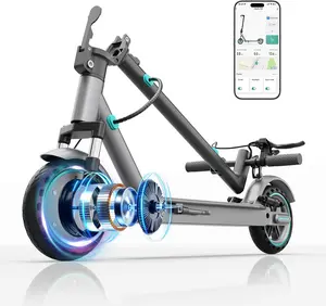 Adult Electric Scooter with Dual Shock Absorption,350W Motor,Max Speed 19mph,36V 10.5AH Battery with 21 Miles,Foldable Electric Kick Scooter with APP Control & Display brake motorscooter