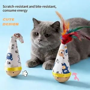 The cat can't stop playing! This natural beech wood roly-poly toy is perfect for keeping itself entertained and entertained.