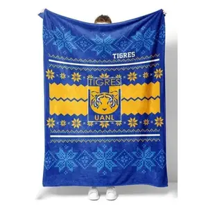Tigres UANL Super Soft Blanket, Ugly Xmas Futbol Home Decor, Soft Warm Cozy Flannel Throw Blanket, Air-conditioned Room Blanket for Bed Home Office, Mexico Fan Gift, Football Fan Gift