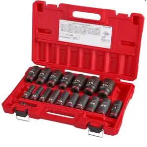 Milwaukee SHOCKWAVE 1/2 in. Drive SAE Deep Well 6 Point Impact Socket Set (18-Piece)