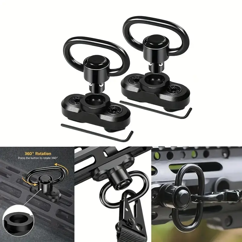 M-Lok Quick Release Swivel Adapter, Durable Aluminum Track Mount, Metal Belt Ring & Steel Button, Easy Installation, Outdoor Sport Gear, Sling Ring