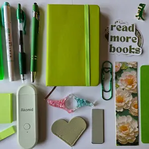 Bookish Bundles Large Pens, pens anx more pens.. Set Includes Journal USB Light Stamp Ink Pad Heart Bookmark Assorted Sticky Notes Color May Vary Journals May Vary