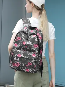 Large Capacity Waterproof School Backpack, Rose Pattern Laptop Bag, Multifunctional Travel Bag for Men & Women, Lightweight College Backpack