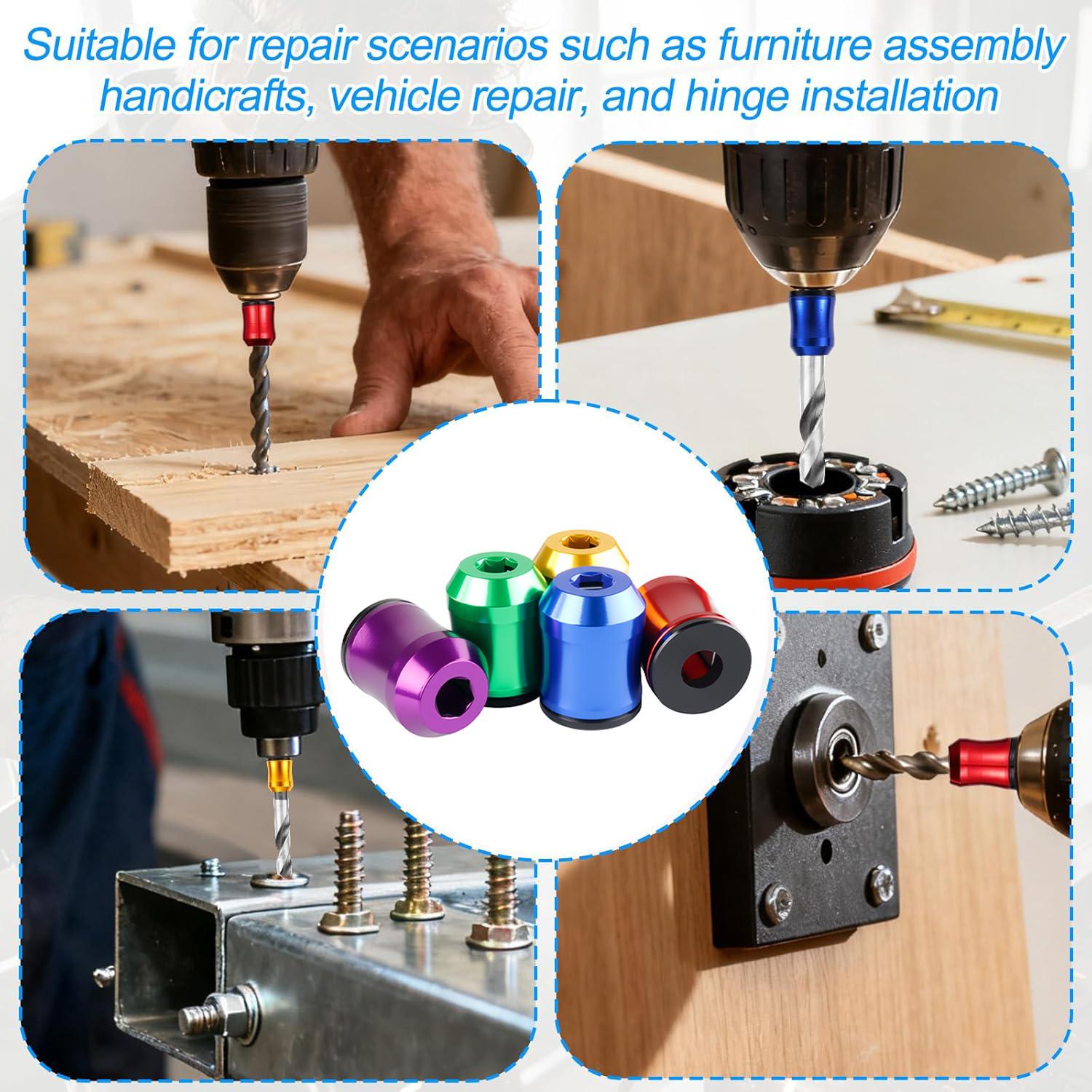 Strong Magnetic Screwdriver Ring 1/4" Hex Bit Magnetizer, Upgrade Removable Screw Holder for Power Drill & Hand Tools, Anti-Slip Magnetic Bit Ring, Universal Fit for Hex Screwdrivers, Quick Screw Pick Up & Hold, DIY Repair Tool