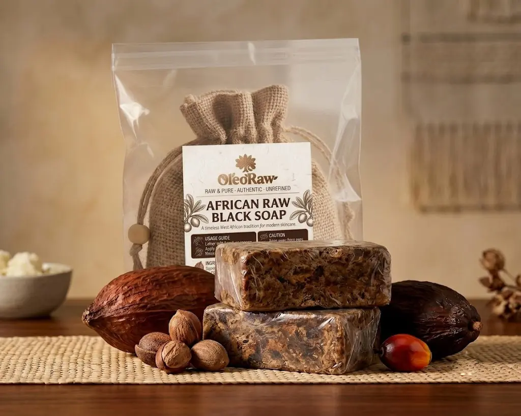 Raw African Black Soap Bar, 16 oz - 100% Pure Organic from Ghana with Shea Butter - Purifying Cleanser for Acne Treatment, Body Care & Sensitive Skin - For Face, Body & Hair, Fragrance Free, Cleansing, Moisturizer
