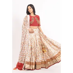 Off White Embroidered Lehenga Choli Set