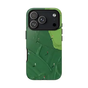 Phone Case, Green Golf Course iPhone Cover With Mini Golfers, Sports Lover Gift, Golf Aesthetic Accessory, Tough Case, Protective Phone