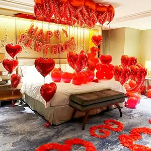1061pcs Birthday Letter Balloon Set with 15 Red Love Balloons 30 Latex Balloons 1000 Petals & Accessories for Birthday Valentine's Day Confession Decorations Aluminum Film Wedding
