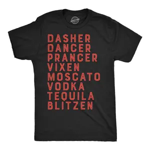 Mens Funny T Shirts Moscato Vodka Tequila Reindeer Sarcastic Christmas Graphic Novelty Drinking Tee For Men Mens Funny T Shirts Cool Vintage Fashion T-Shirt Gift Classic Menswear Christmas Apparel for Men Funny Black -