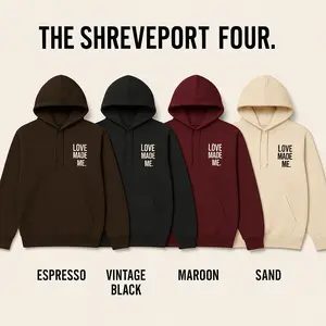 Love Made Me / Shreveport Raised Me Espresso Hoodie Ratchet City Edition Autumn Fitted Long Sleeve Casual Heavyweight Gildan 18500