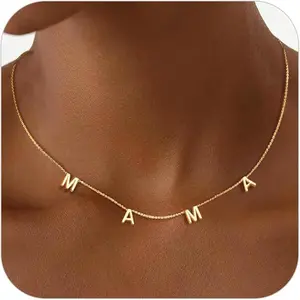 Versatile Design MAMA Letter Choker Necklace – Personalized Mother’s Day Gift Jewelry for young women, Elegant & Meaningful Pendant Necklace with Adjustable Chain