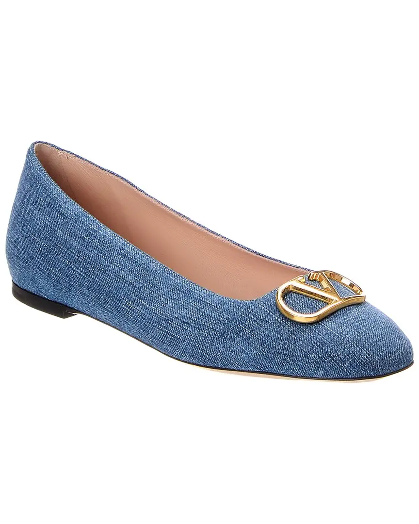Valentino VLogo Signature Demin Ballete Flat