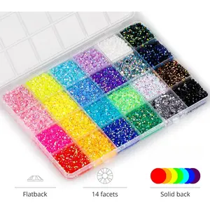 Rhinestones with 24 or 40 Grids for Bedazzling Kit Flatback Resin Rainbow Colors 3mm Bling-Out Crystals for DIY Crafts Nails Clothing