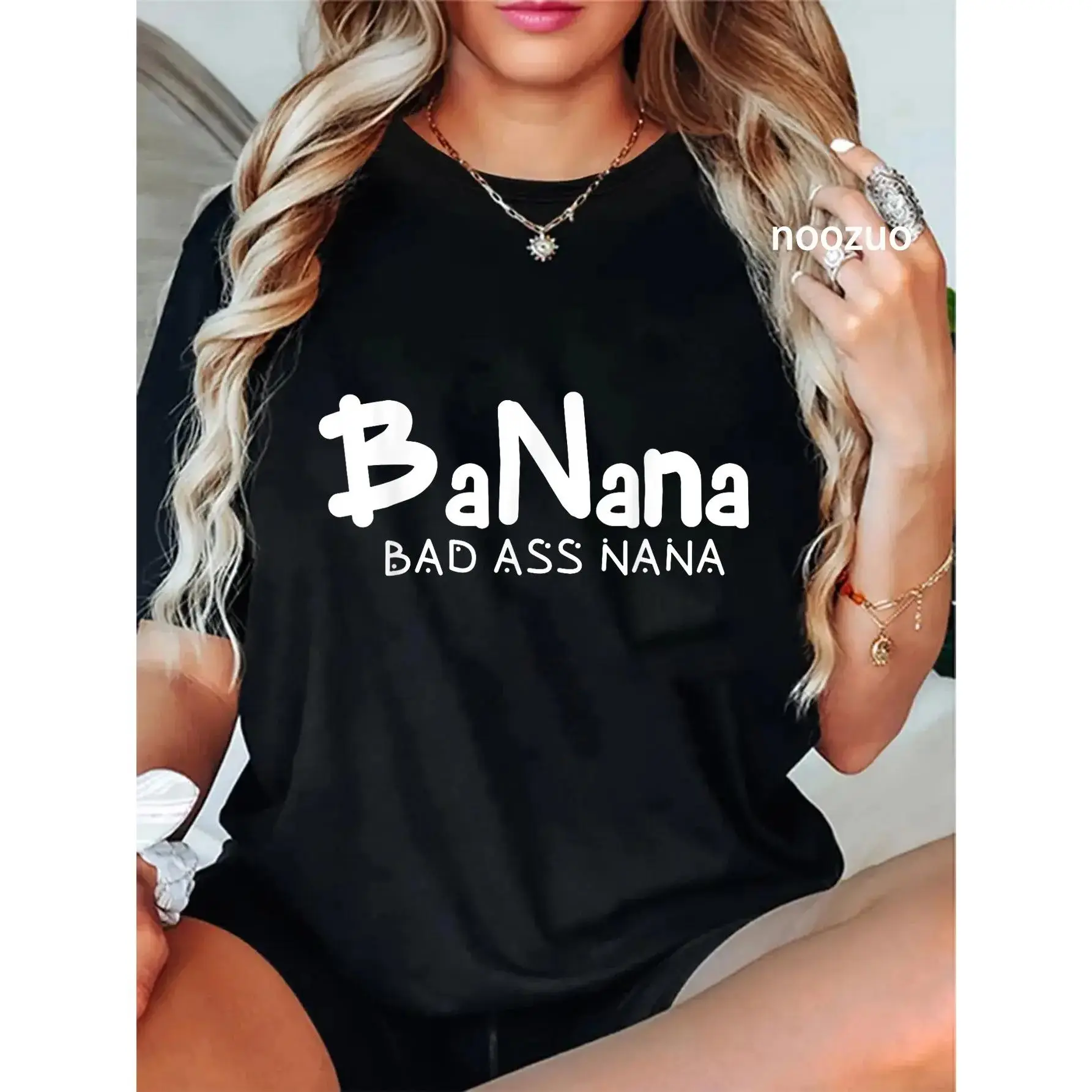 Cotton Banana Bad Ass Nana Funny Best Grandma Mom Family Quote T-Shirt