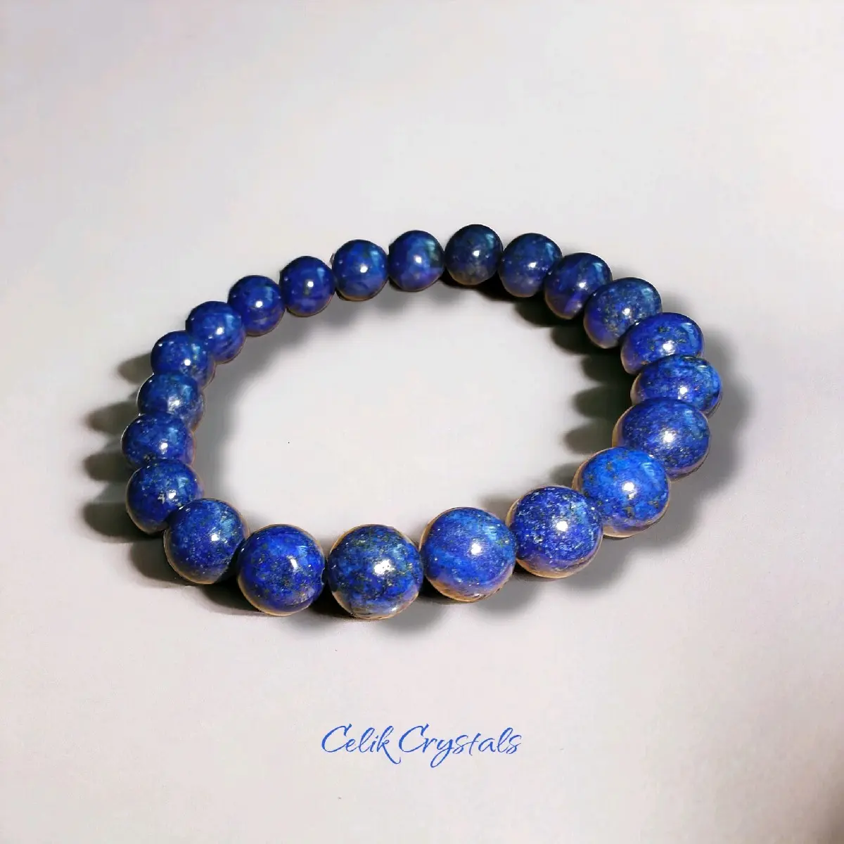 Exquisite Lapis Lazuli Bracelet, 6mm - 10mm Natural Hand-Knotted Beaded Healing Stone for Men & Women, Elastic Fit 6.5 - 8.5 inch, Exquisite Bracelet, Unisex, Adults, 8Mm