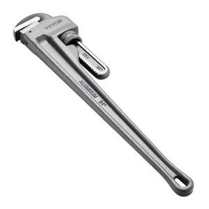 VEVOR Pipe Wrench, TikTokShopBlackFriday, 24" Aluminum Straight Pipe Wrench, Adjustable Plumbing Wrench, with High Strength Jaw and Ergonomic Handle, Easy to Carry, Hangable Design, for Water Pipes, Automotive Repairs