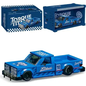 Vintage Blue Pickup Truck Building Set, 1:32 Scale Model Car with Storage Box, 392 Pieces, Perfect Gift for Car Enthusiasts, Building Block Sets