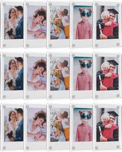 15 Pack Acrylic Fridge Magnetic Frame for Polaroid, 2.36x3.54 In Mini Picture Frames for Fujifilm Instax Mini, Double Sided Photo Refrigerator Magnet Picture Frame Clear Picture Display Frame