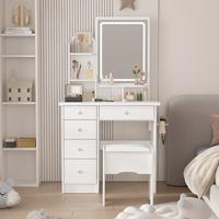 White Vanity with Light+Hair Dryer Holder