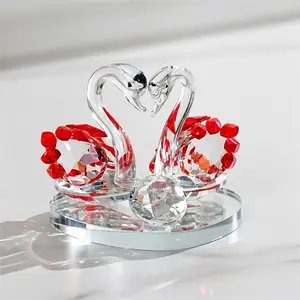 Elegant Crystal Swan Couple Statue Ornament, Perfect Gift for Christmas, Thanksgiving, Valentine's Day, Father's Day, Mother's Day, Living Room Decor