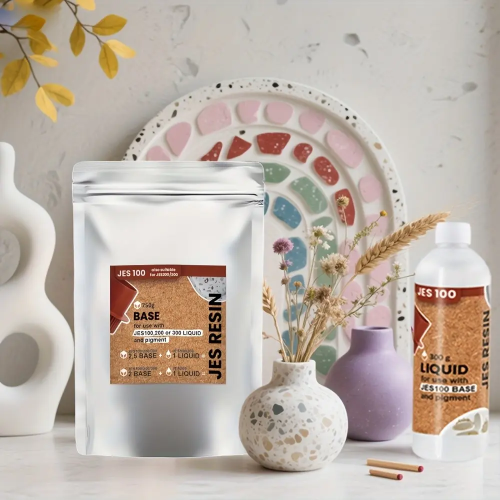 Resin Casting Powder Kit, Art materials, Artist Supplies, jes resin, jesmonite fast curing casting gypsum powder for beginners, DIY vase making, etc., easy to mix and self-leveling, Can be tinted with water-based pigments, luminous powder, Casting Molds