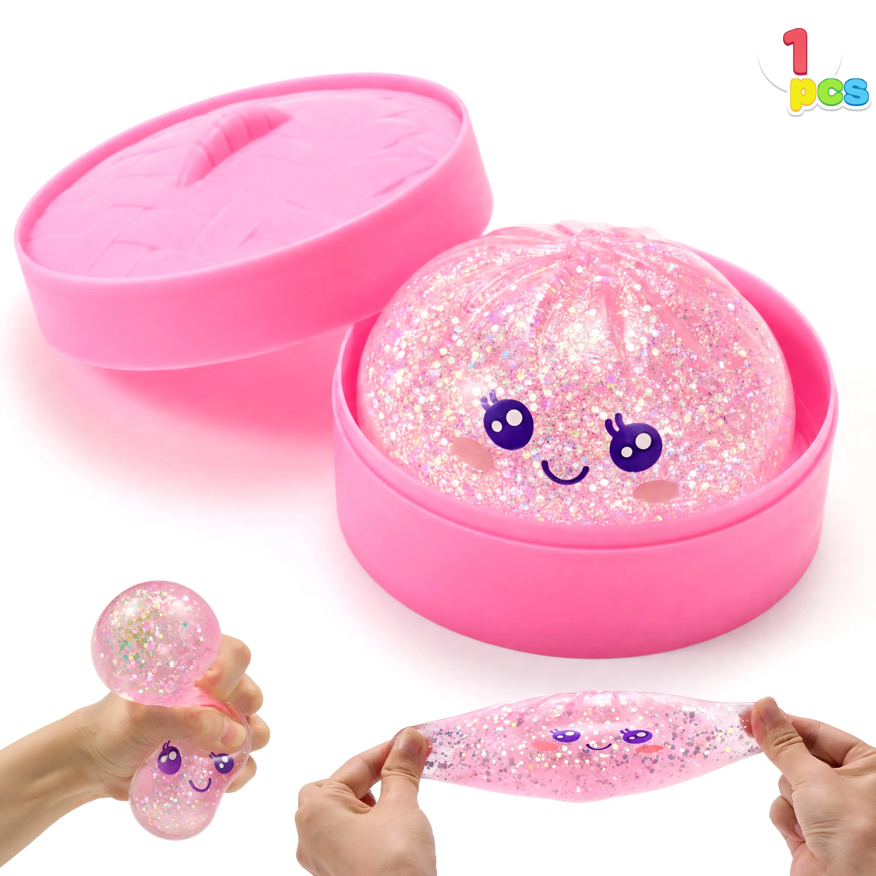 JOYIN Pink/blue/Purple Dumpling Stress Relief Toy, 1pcs Squeeze Dumpling Stress Balls, Quick Rising Squishy Fidget Sensory Toy, Soft Squeeze Decompression Dough Gift for Adults and Girls Boys, Birthday Gifts, Office Desk Decompression Toy, Party Favors