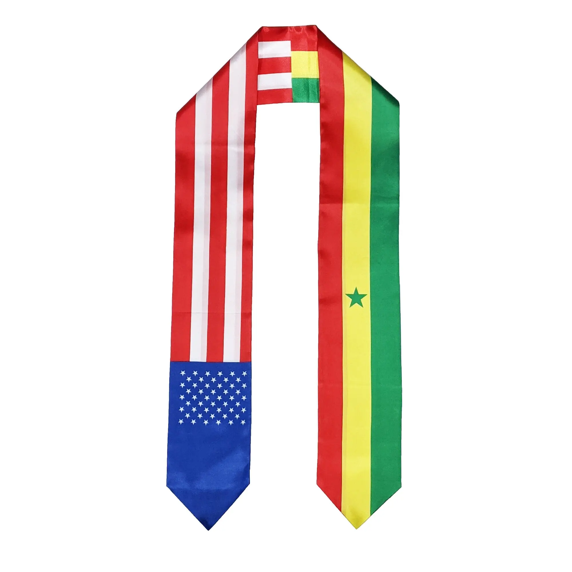 Senegal Flag Graduation Stole, Sash, American, Scarf, Gift, Students, Quality, High School, College, Scarves, Adults, Men and Women, Satin