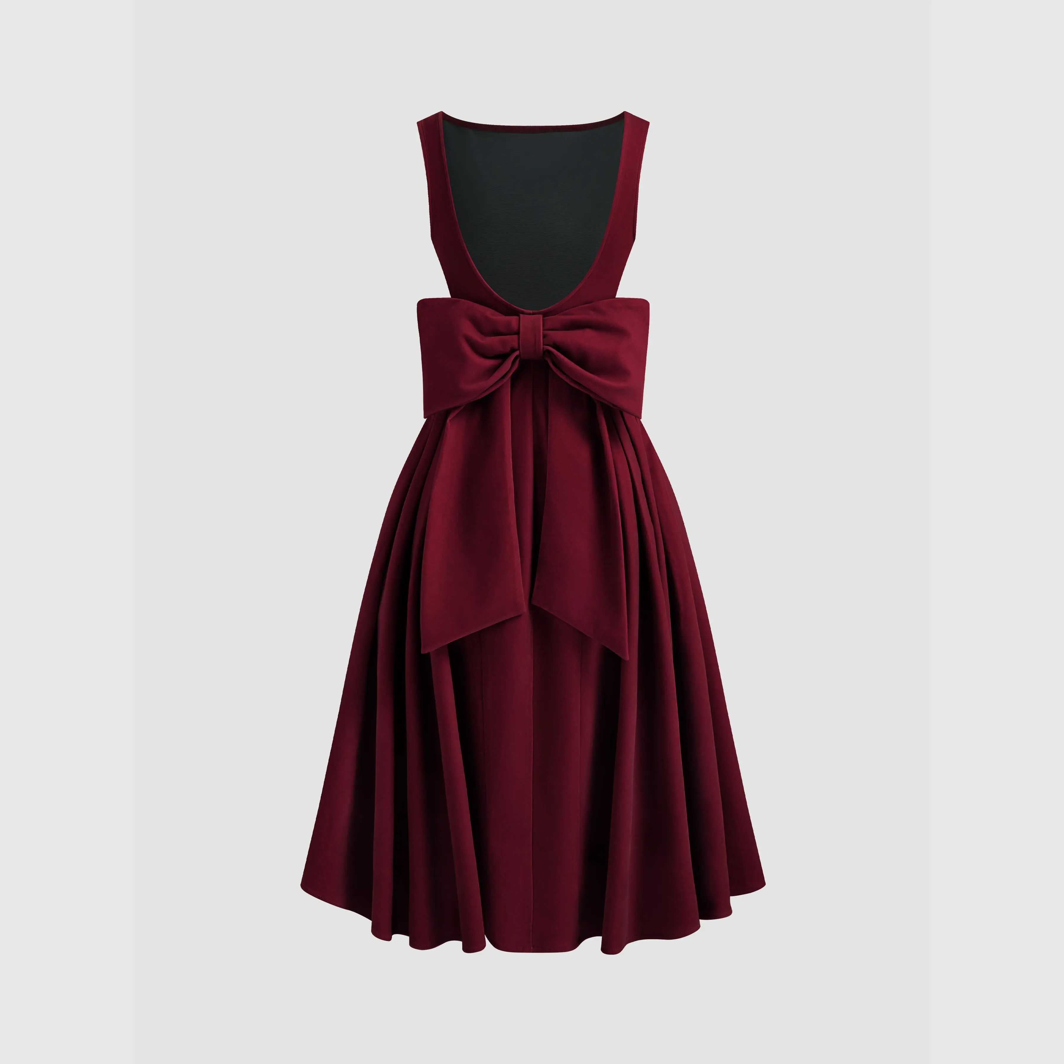 knee length dresses for ladies Red Backless Long Sleeve Midi Dress – trinarosh