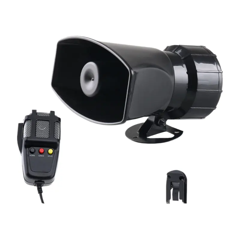 High-Power Automotive Emergency Alert Horn for Trucks & Cars, 12-100V Wide Voltage Wireless Remote Control Loudspeaker with 7-Tones, Megaphone & Recording Function (Loud in Noise)
