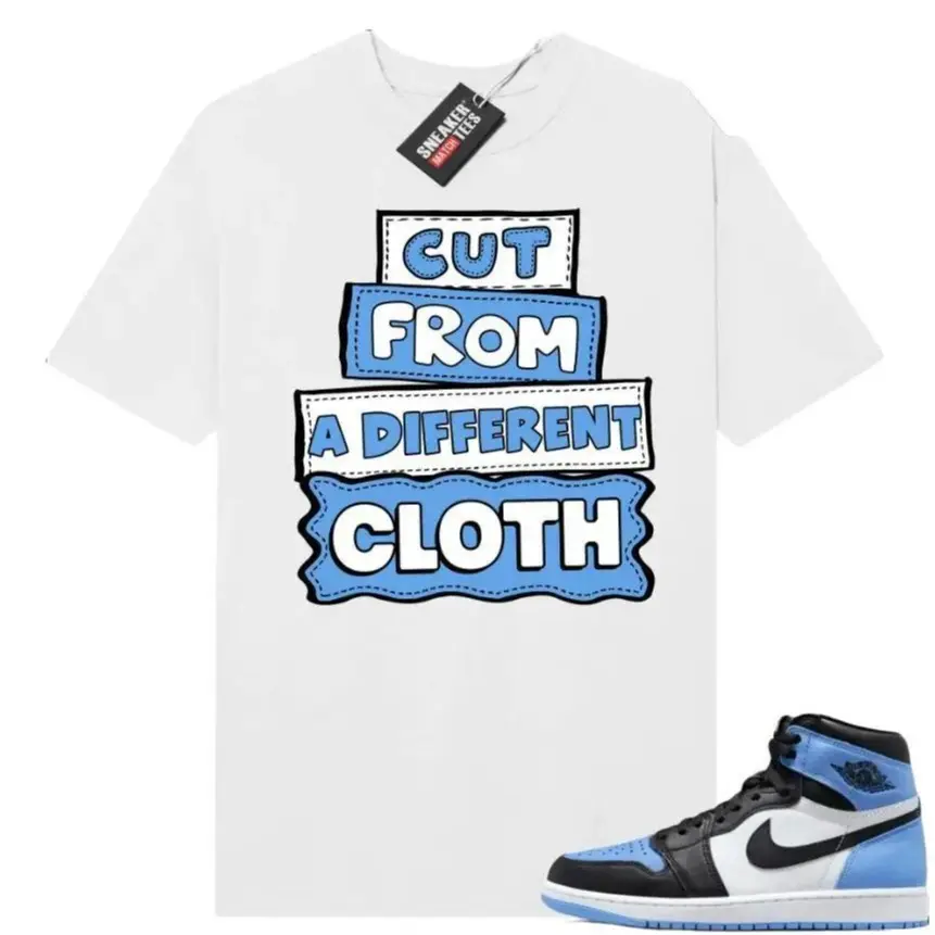 Jordan 1 UNC Toe Sneaker Match Shirt White Different Cloth, 1 UNC Toe Outfit, Graphic Tees, Womenswear Top T-Shirt