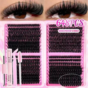 60D 80D 100D All-in-One Eyelash Set, Eyelash Clusters, 10-18MM Length, Includes Gentle Lash Glue & Tweezers for Easy Eyelash Application, Perfect for Beginners & Pros, Achieve Stunning Eye Makeup with Natural Volume & Soft Curl, Must-Have Beauty Tools