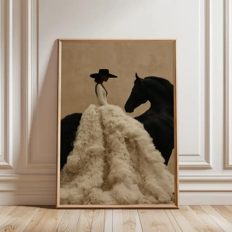 Western Afrocentric Cowgirl Wall Art Black Woman Horse Poster African American Rodeo Decor Black Owned African Art Equestrian Large Print